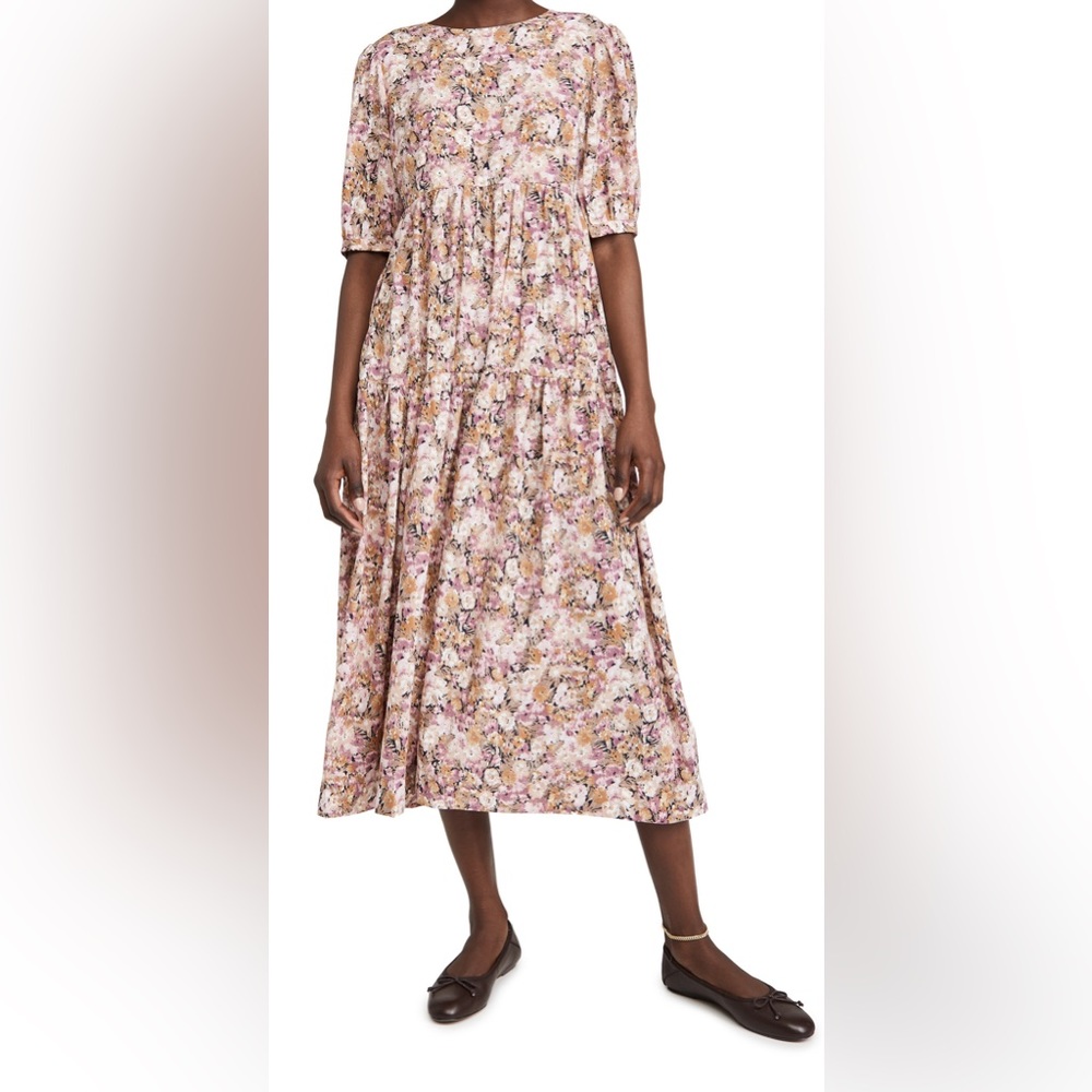 En Saison Nordstrom’s Floral Tiered Midi Dress Pink XS